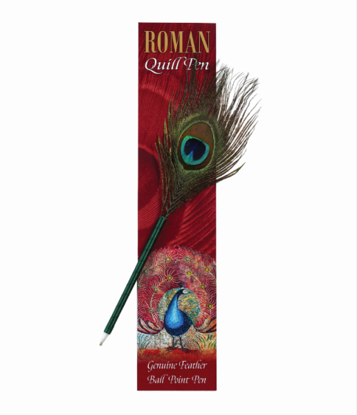 Römische Schreibfeder aus Pfauenfedern - verpackt
