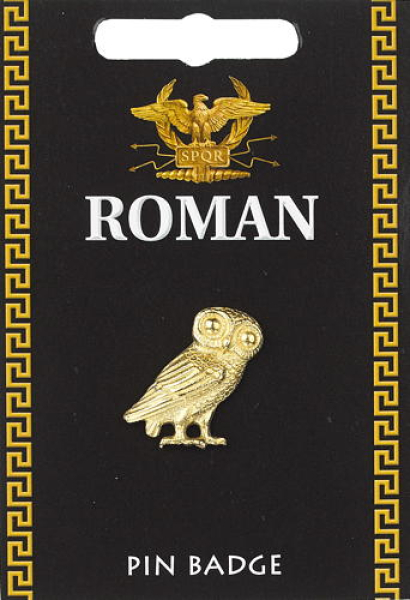 Large Roman Owl Pin Badge Gold Plated