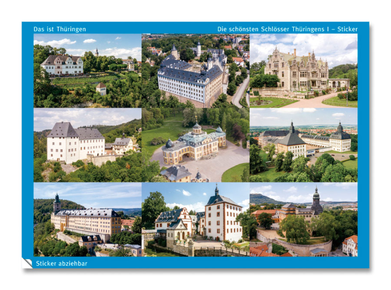 Thüringer Schlösser - Stickerpostkarte