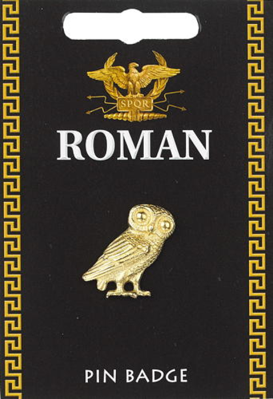 Large Roman Owl Pin Badge Gold Plated